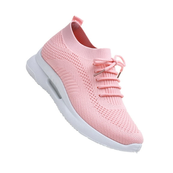 LABSERRON PU Pink Sports Shoes 1 Pair for Women with Weaving Mesh and Rubber Sole