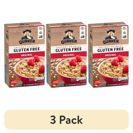 (3 pack) Quaker Gluten Free Instant Oatmeal, Original, 10 Packets
