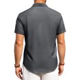 thumbnail image 4 of Hearthz Shirts for Men Short Sleeve Regular Fit Casual Button Down Shirt Summer Beach Holiday Shirt with Pocket (Gray,XXL), 4 of 7