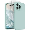 thumbnail image 1 of FireNova Funda diseñada para iPhone 15 Pro, funda de silicona mejorada [protección de cámara] con [2 protectores de pantalla], forro interior de microfibra suave antiarañazos, 6,1 pulgadas, verde alpi, 1 of 4