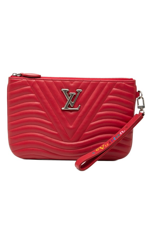 Pre-Owned Louis Vuitton New Wave Pochette Zip Clutch Bag M67500 Red Leather Women's LOUIS...