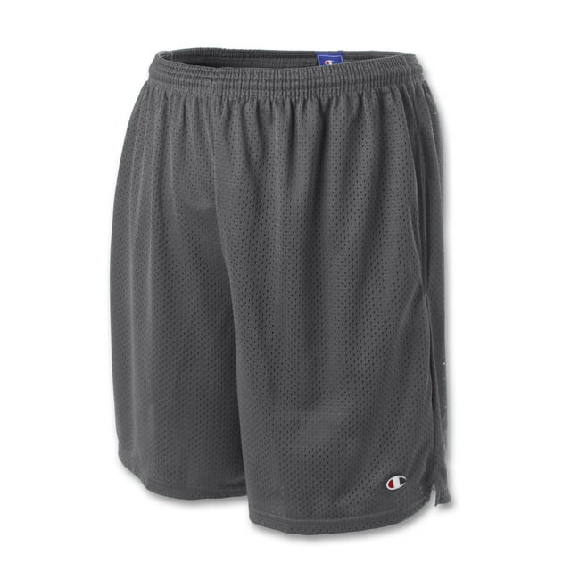 Champion Mens Long Mesh Shorts with Pockets, S, Granite