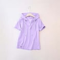 thumbnail image 6 of IUYRTFE Women's Short Sleeve Hooded Sweatshirt Drawstring Casual Pullover Top with Pocket, 6 of 8