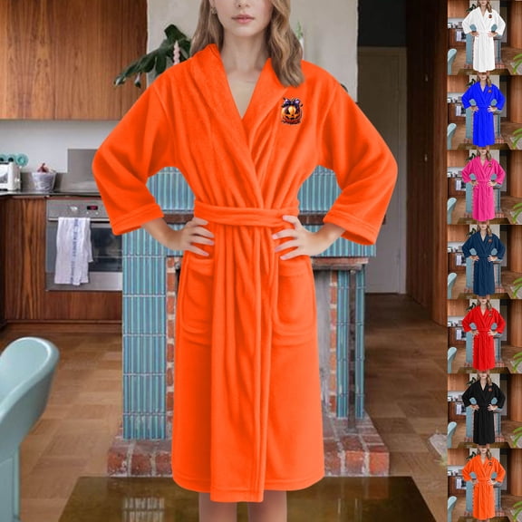 Aboser Womens Fuzzy Plush Robes Long Soft Fluffy Bathrobe Warm Fleece Loungewear Winter Knee Length Flannel Robes Comfy Long Sleeve Sleepwear Red L