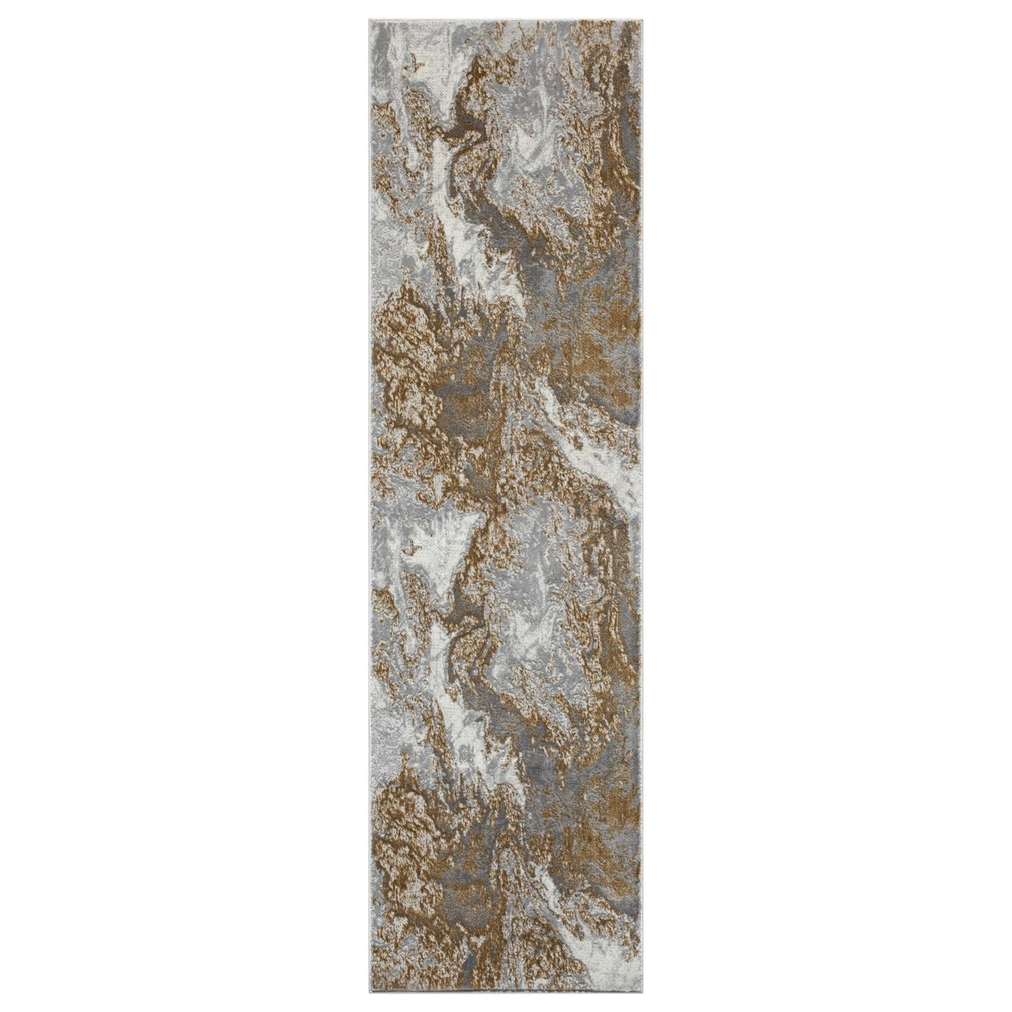 Luxe Weavers Marble Swirl Collection Gray Abstract Runner Rug 2x7