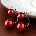 thumbnail image 6 of Opvise Fashion Women Double Sided Faux Agate Ear Jacket Earrings Party Jewelry Gift, 6 of 7