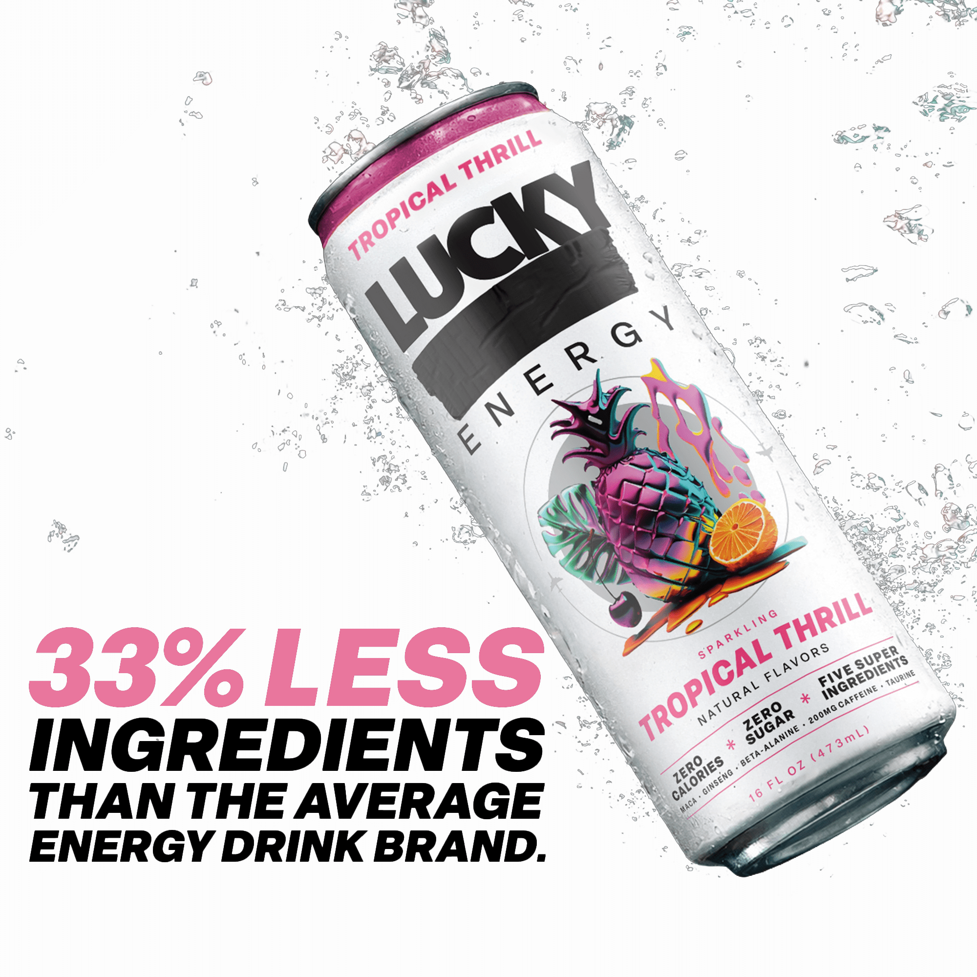 Lucky Energy Sugar Free Energy Drinks 16 fl oz Can, OG Luck with