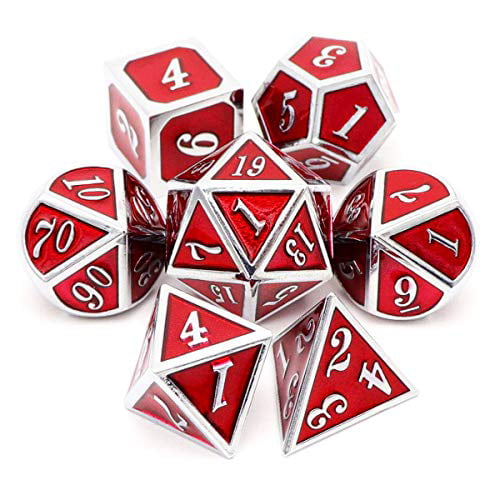 14PCS Polyhedral Metal Dice Set for DnD Pathfinder MTG Board Games Silver & Blue 