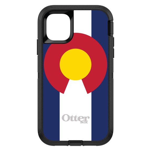 DistinctInk OtterBox Defender Custom Case for Apple iPhone 15 (6.1" Screen) - US State Flag - Raised Bezel Screen Guard