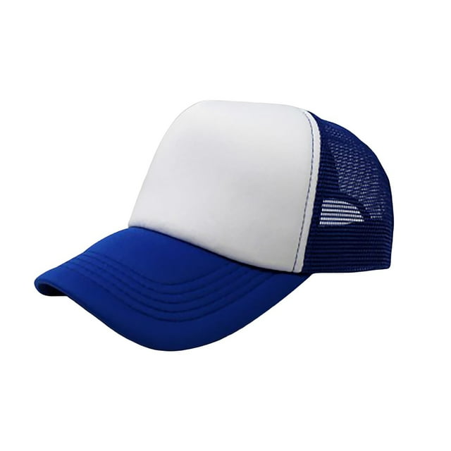 6-Pack Trucker Hat Adjustable Cap (White & Blue)