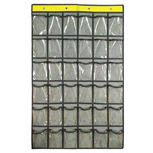 Organizador Ropa Interior, Calcetines, Joyas, Teléfonos Celulares y Calculadoras - Colgante con 36 Bolsillos Transparentes (Gris)