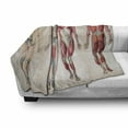 thumbnail image 3 of Human Anatomy Soft Flannel Fleece Blanket, Vintage Chart of Body Front Back Skeleton and Muscle System Bone Mass Graphic, Cozy Plush for Indoor and Outdoor Use, 60" x 80", Ruby Cream, by Ambesonne, 3 of 6