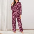 thumbnail image 2 of Haiem Rose Leopard Print Pattern Women’s Long-sleeve Sleepwear,Sleepwear Set,2-piece Loungewear Set,Soft PJs Comfy Nightwear with Pockets-, 2 of 7