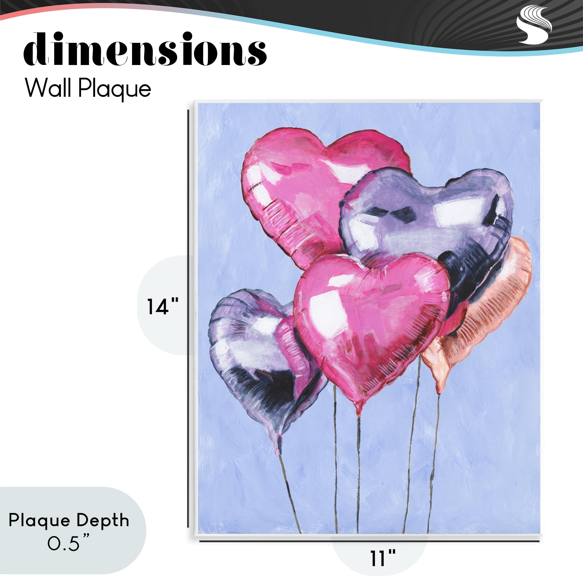 Stupell Industries Heart Balloons Celebration Wall Plaque Art, design by Michael Willett