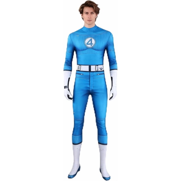 Fantástico overol invisible para cosplay, disfraz azul invisible, traje de Halloween para adultos con cinturón, uniforme de equipo