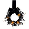 thumbnail image 2 of 2PCS Halloween Leaves Hanging Wreath, Mini Fall Wreaths for Kitchen Cabinets, Realistic Pumpkin Bowknot Farmhouse Door Mantle Wall Hanging, Halloween Candle Ring Table Decoration, 2 of 5