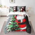 thumbnail image 2 of Feelyou Cartoon Santa Claus Twin Bedding Sets 7-Piece, Green Xmas Tree Bedding Comforter Set, Dreamy Winter Christmas Reversible Sheet Sets, Ultra Soft Home Decor, 2 of 7