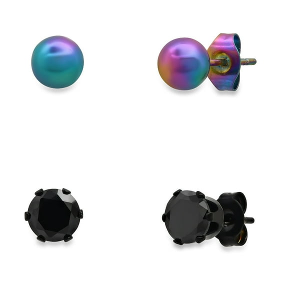 Black CZ   Rainbow Stud Set