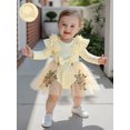 thumbnail image 6 of Miaouyo 0-24 Months Infant Baby Girl Fall Romper Dress Crew Neck Long Sleeve Tutu Bodysuit with Bow Headband, 6 of 9