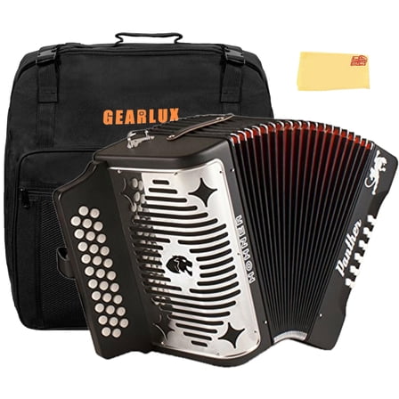 Hohner Panther Diatonic Accordion - Keys G/C/F Bundle with Gig Bag and Austin Bazaar Polishing Cloth