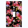 thumbnail image 2 of Metal Light Switch Plate Outlet Cover (Flower Pink Black - Single Toggle), 2 of 2