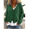 thumbnail image 2 of Chandail Femme Tricoté Décontracté Col en V Cardigan Couleur Unie, 2 of 4