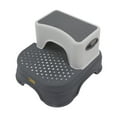thumbnail image 4 of Taburete para niños con doble escalón, antideslizante, altura ajustable, base ancha, ergonómico, de 2 capas, desmontable, color gris y blanco, 4 of 14