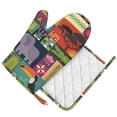 thumbnail image 1 of DouZhe Oven Mitts and Pot Holders Sets, Cartoon African Animals Jungle Prints Non-Slip Heat Resistant Kitchen Oven Silicone Glove, 1 of 7