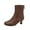 Coffee, variant on Boots for Women Mid Calf Chelsea Boots Side Zipper Round Toe Slip Resistant Mid Flare Heel Leather Fall Winter Fashion