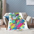 thumbnail image 5 of Funny Skater Bearded Dragon Blanket – Retro 90s Graffiti Fleece Throw,Cool Lizard Art Decor 50x40, 5 of 6