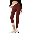 thumbnail image 2 of Women Winter Warm Thick Leggings Fleece Lined Stretchy Soft Thermal Sherpa Pants High Waist Tights Wine L, 2 of 5