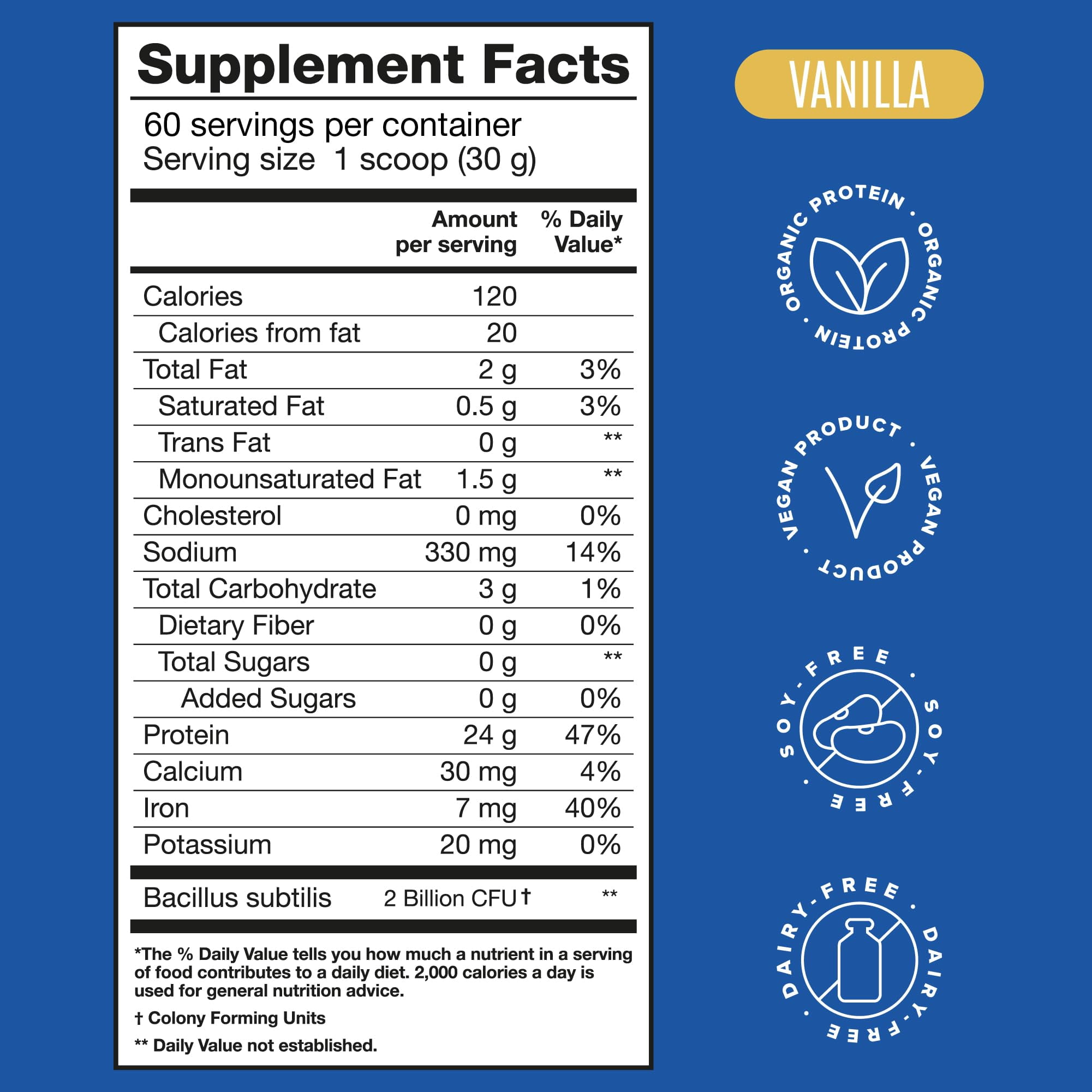 BIRDMAN Falcon Organic Vegan Protein Powder, Stevia & Sugar Free, Vanilla, 60 Servings, 3.9lb