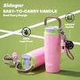 thumbnail image 3 of Sidagar 30 oz Insulated Water Bottle with Straw, Dual Drinking Lid and Carry Handle, Stainless Steel Travel Tumbler, Pink, 3 of 9