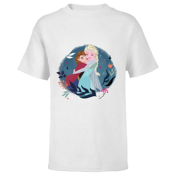 Disney Frozen Anna and Elsa Sister Hug - Short Sleeve T-Shirt for Kids ā Customized-White