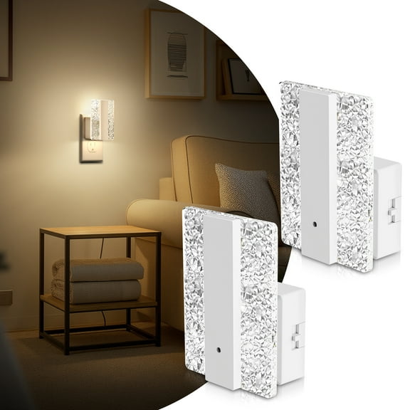 White Warm White 3000K Modern Square Crystal Night Light