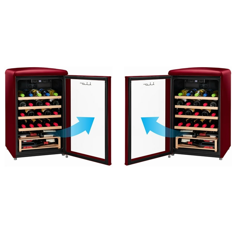 30 Bottle Freestanding Retro Wine Cooler in Wine Red Walmart