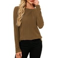 thumbnail image 2 of JYLFC Women Casual Long Sleeve Crew Neck Pullover Basic Sweaters Khaki XL, 2 of 7