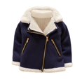 thumbnail image 2 of LFEOOST Baby Girls Boys Winter Fleece Coat Little Boys Fuzzy Faux Shearling Zipper Jacket Warm Hooded Outwear Winter Outfits (Navy, 1 Years), 2 of 3