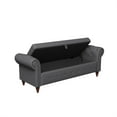 thumbnail image 4 of Ottoman with Storage, 63" Button-Tufted Upholstered Storage Ottoman Bench with Rolled Arms and Solid Wood Legs Bedroom Bench Large Storage Bench for Bedroom, Living Room, Dark Gray, 4 of 7