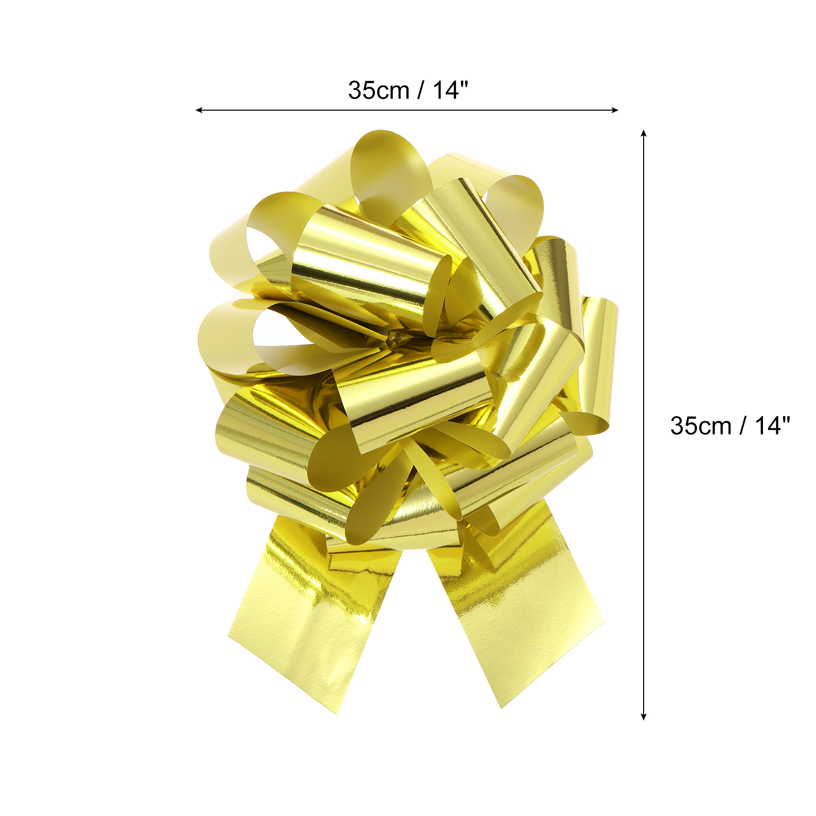 Uxcell Metallic Large Big Pull Bow Gift Wrapping Bows Ribbon for Wedding Car Presents Christmas Gold Tone 14 inch