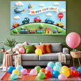 thumbnail image 7 of Colorful Cars Birthday Banner Helicopter Happy Background Celebration for Kids Party Event Decor, 7 of 7