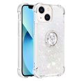 thumbnail image 2 of Funda para iPhone 15 Plus con Brillo Líquido Flotante, Purpurina, Parachoques y Anillo Giratorio Soporte, 2 of 5