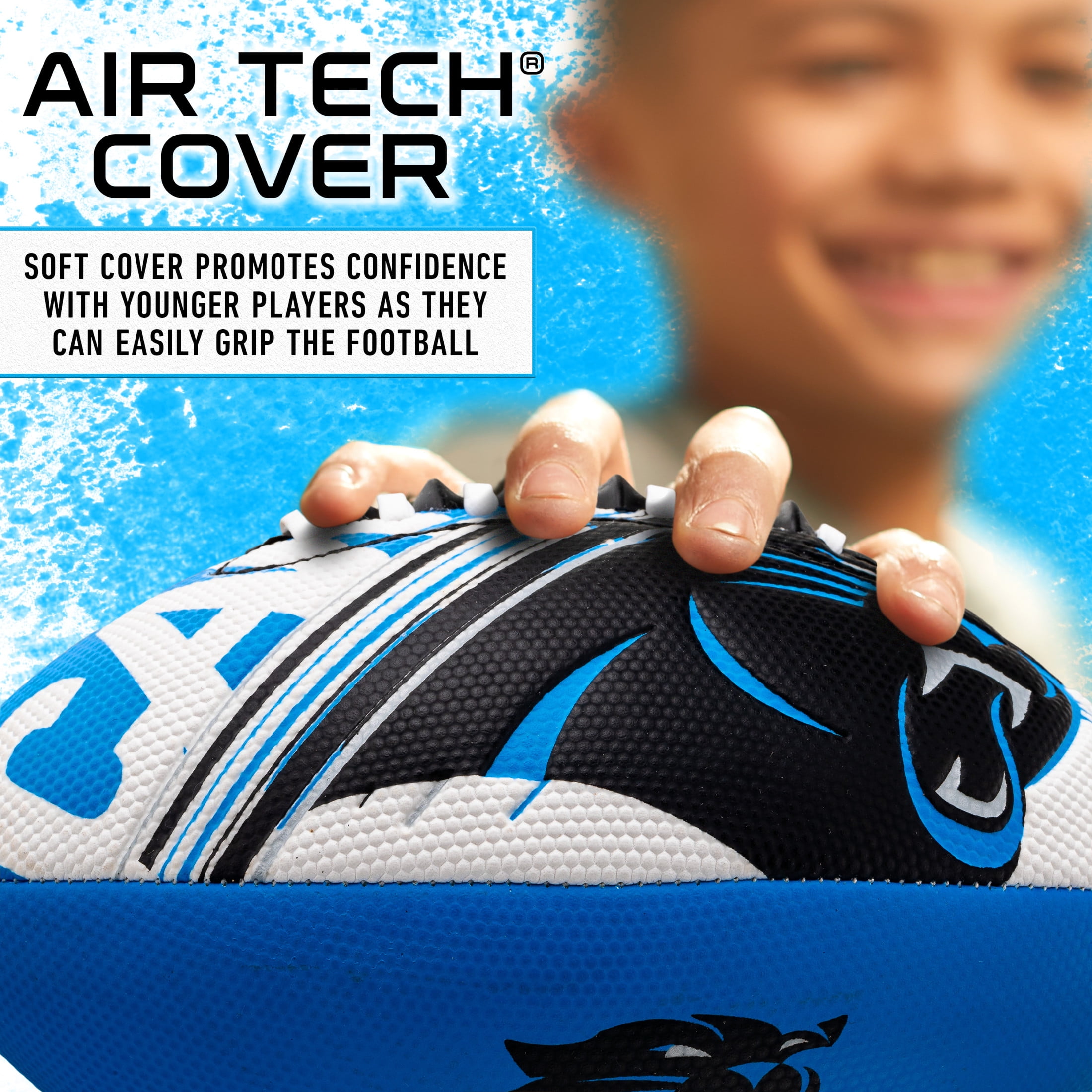 NFL Carolina Panthers Football - Youth Mini Football - 8.5" Football- SPACELACE Easy Grip Texture- Perfect for Kids !