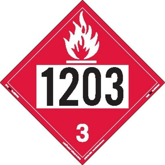 Labelmaster ZRV21203 UN 1203 Flammable Liquid Hazmat Placard, Rigid Vinyl (Pack of 25)