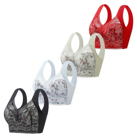 Blphud Plus Size Bra Women Bra 4Pc Women s Thin Lace Back Wrapped Chest Vest with No Steel Ring Fixed Cup Large Chest Show Small Trendy Lingerie for Women Sports Bras for Women Red XL
