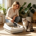 thumbnail image 4 of Semi Enclosed Splash Proof Kitten Litter Box, Pet Poop Toilet with Matching Litter Shovel, Low Entry Cat Litter Basin, Easy Clean Indoor Pet Supplies for Young Kitten Daily Potty Use-(Gray), 4 of 5