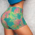 thumbnail image 3 of Picia Colorful Palm Leaves Printed Workout Shorts for Women Seamless Scrunch Butt Lifting High Waisted Yoga Gym Booty Running Moisture-wicking Short Pants-Small, 3 of 9