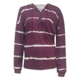 thumbnail image 4 of Blusa informal de manga larga para mujer, cuello en V, botones estampados a rayas, camisas con capucha, Tops, sudaderas Fridja  ghj987+6372, 4 of 5