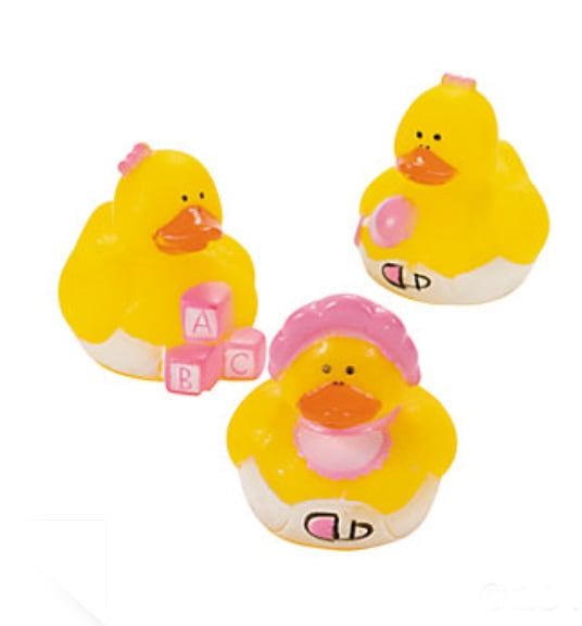 24 Mini Baby Girl Rubber Duck Duckys Pink Shower Favors