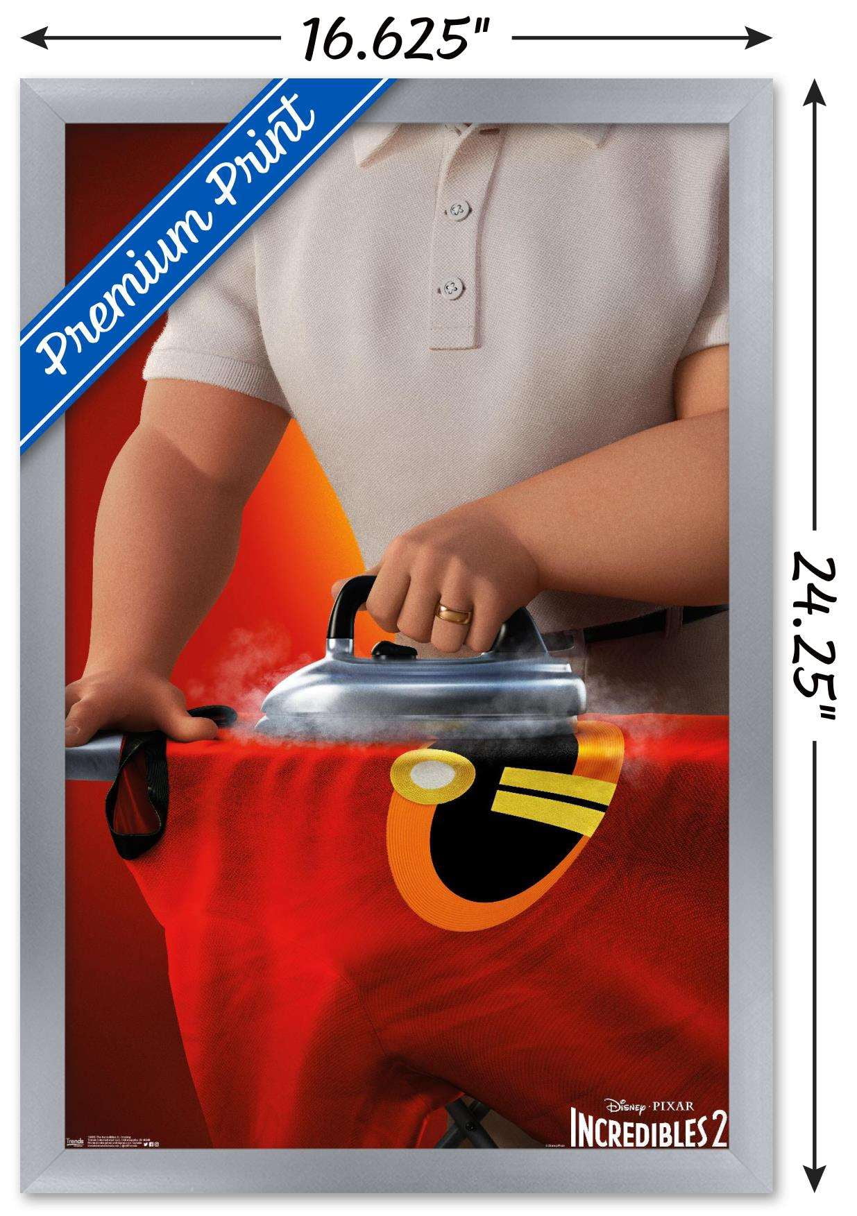Disney Pixar The Incredibles 2 - Ironing Wall Poster, 14.725" x 22.375", Framed